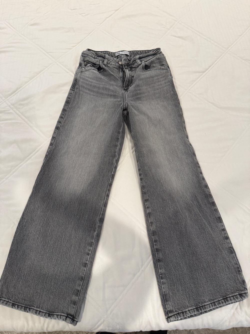 Zara Wide-Leg Gray Flare Jeans